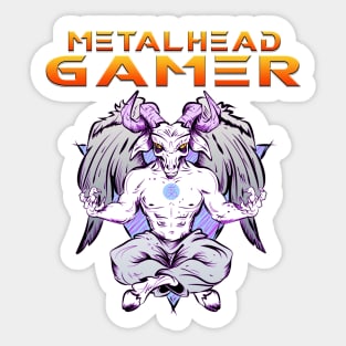 Metalhead Gamer Baphomet Meditate Orange Sticker